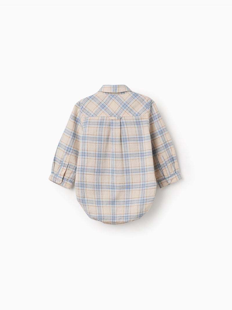 Body-camisa de algodón a cuadros Gris claro - Kiabi