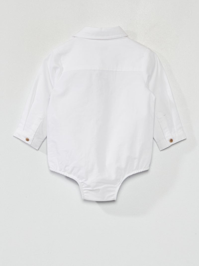 Body camisa de algodón Blanco - Kiabi