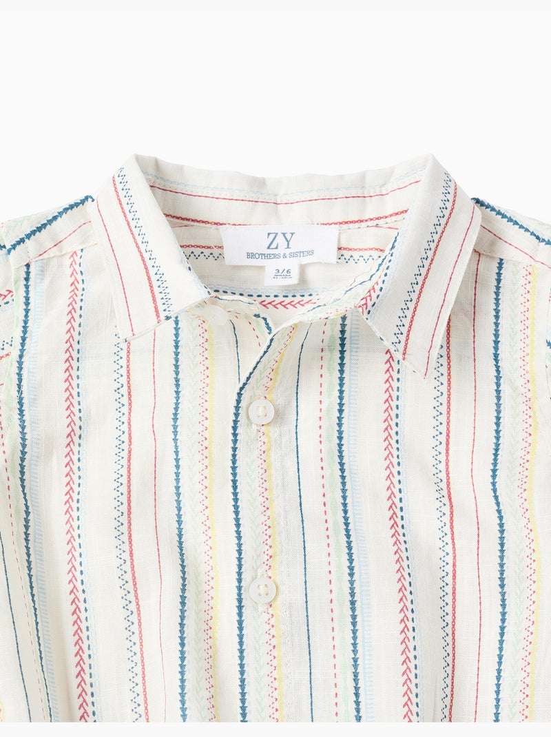 Body-camisa de algodón con rayas étnicas B&S Blanco - Kiabi