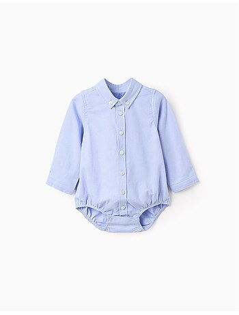 Body-camisa de algodón de manga larga