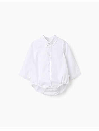 Body-camisa de algodón de manga larga
