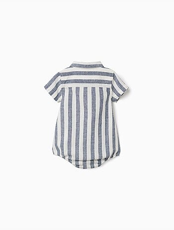 Body-camisa de algodón y lino a rayas You&Me