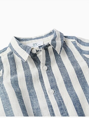 Body-camisa de algodón y lino a rayas You&Me