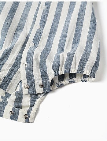 Body-camisa de algodón y lino a rayas You&Me