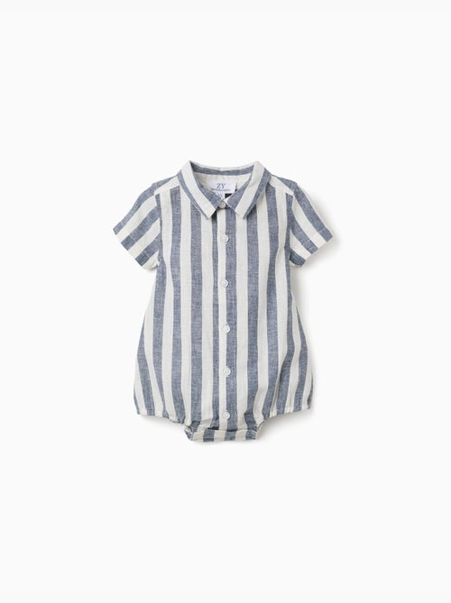 Body-camisa de algodón y lino a rayas You&Me - Kiabi