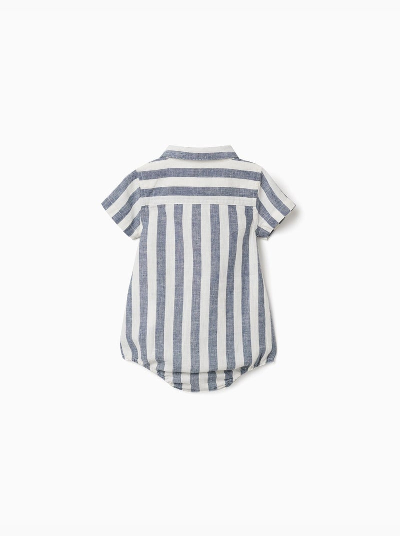Body-camisa de algodón y lino a rayas You&Me Beige claro - Kiabi