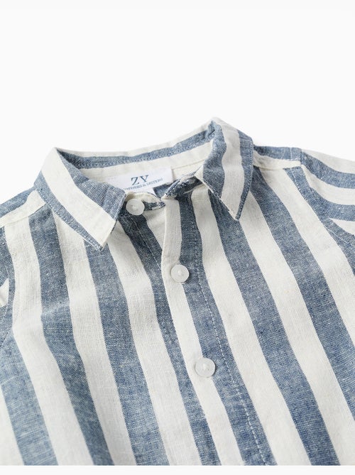Body-camisa de algodón y lino a rayas You&Me - Kiabi