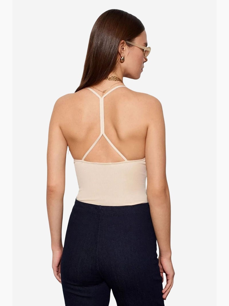Body con aberturas cuello halter ajustado dilvin Beige arcilla - Kiabi