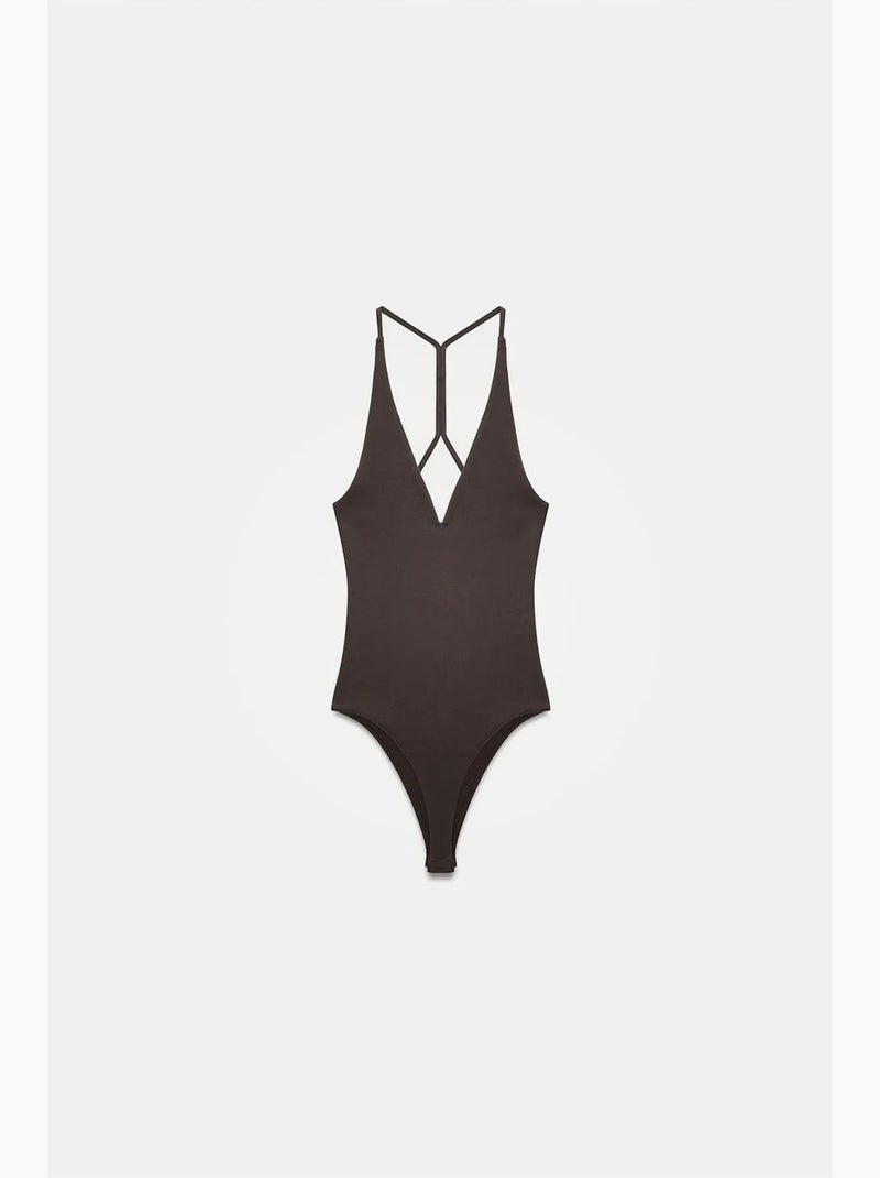 Body con aberturas cuello halter ajustado dilvin Marrón oscuro - Kiabi