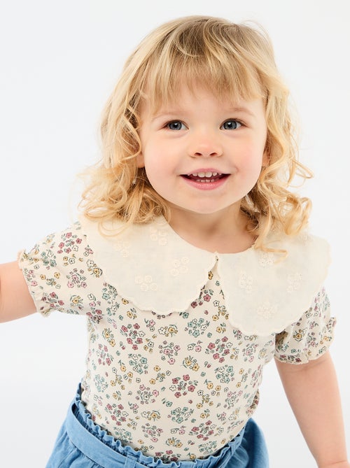 Body con cuello Claudine estampado floral - Kiabi