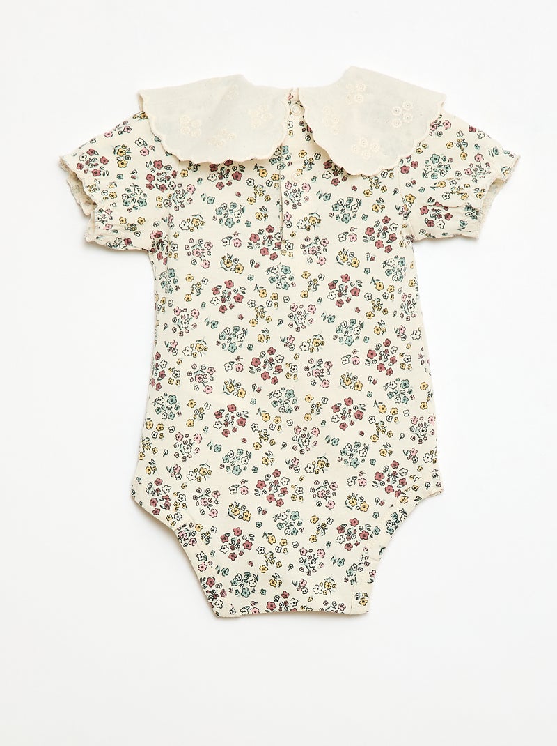 Body con cuello Claudine estampado floral Blanco - Kiabi