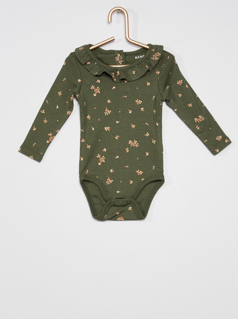 Body con cuello con volante KAKI - Kiabi