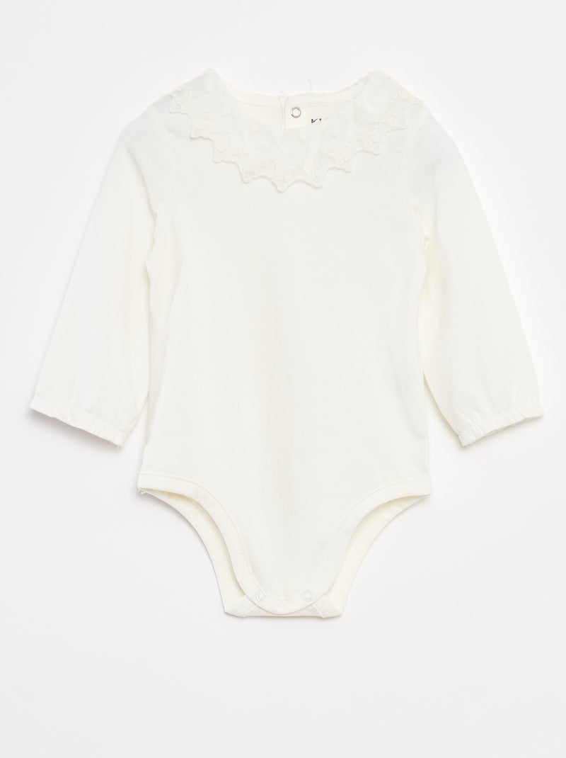 Body con cuello de encaje Blanco - Kiabi