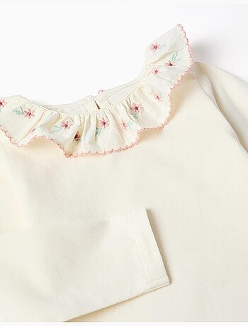 Body con cuello de volantes con flores