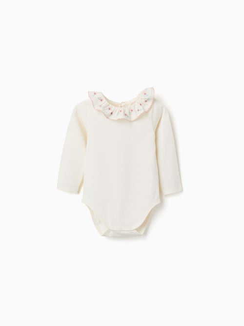 Body con cuello de volantes con flores - Kiabi