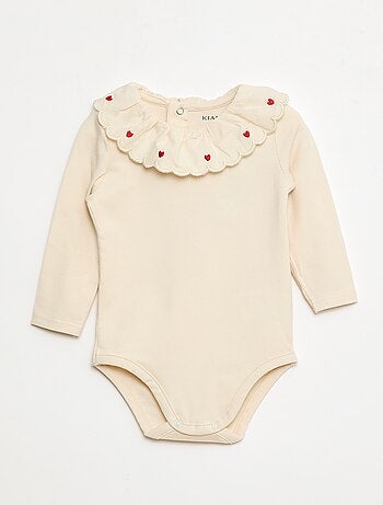 Body con cuello fantasía bordado en algodón