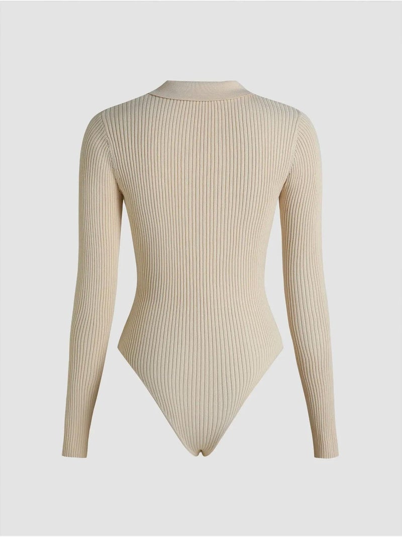 Body con cuello polo y cremallera hiccup Beige natural - Kiabi