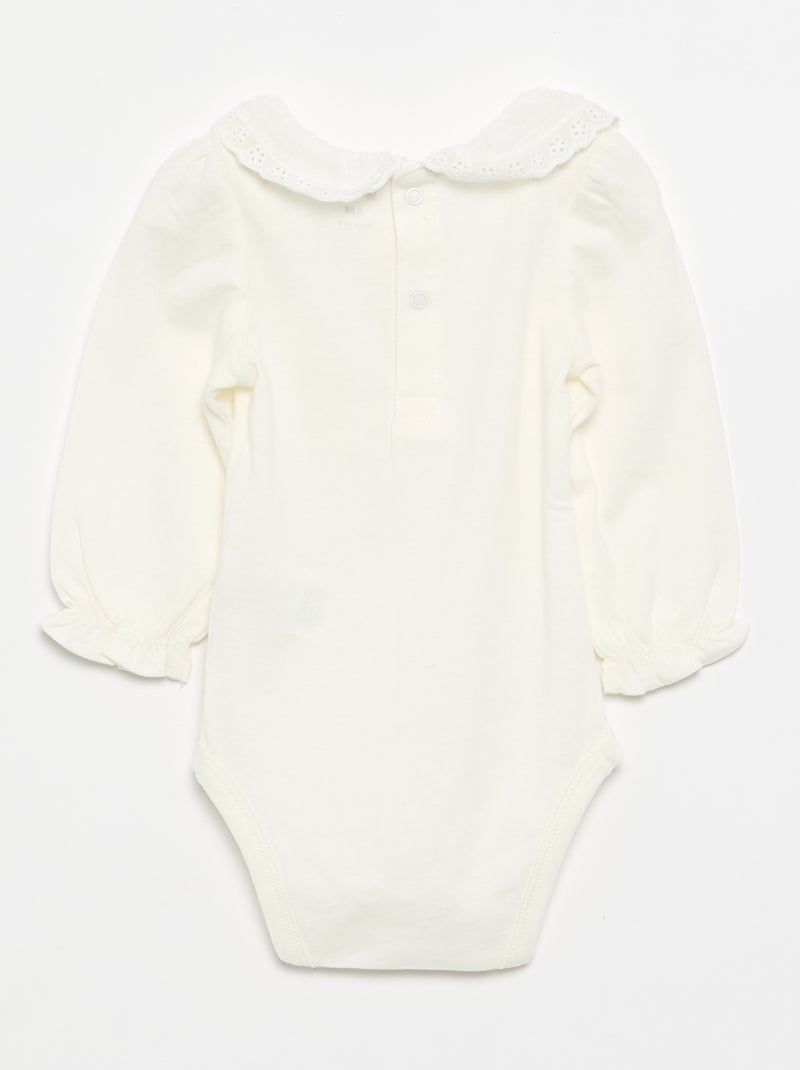 Body con cuello volante Blanco - Kiabi