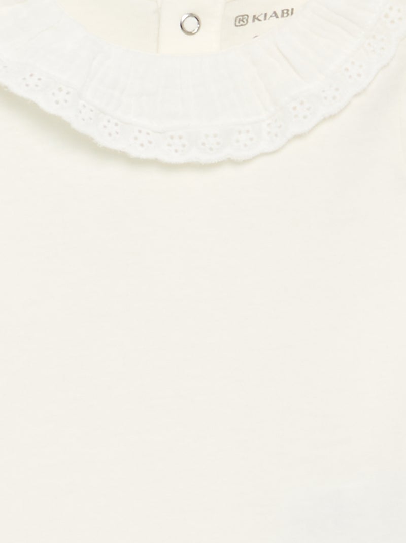 Body con cuello volante Blanco - Kiabi