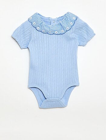 Body con cuello volante estampado vichy