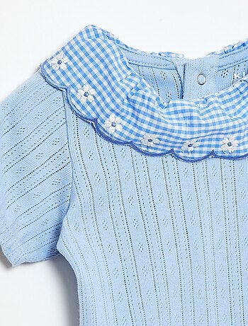 Body con cuello volante estampado vichy