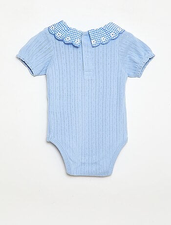 Body con cuello volante estampado vichy