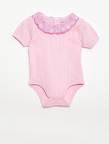 Body con cuello volante estampado vichy