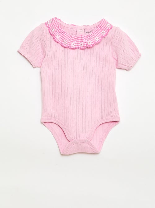 Body con cuello volante estampado vichy - Kiabi