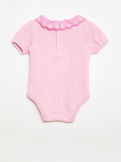 Body con cuello volante estampado vichy - Kiabi