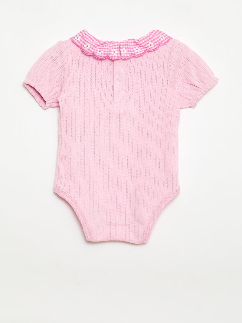 Body con cuello volante estampado vichy Rosa - Kiabi