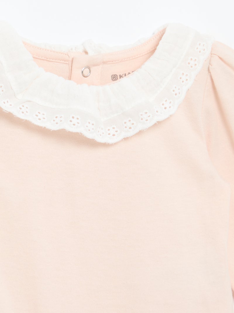 Body con cuello volante Rosa - Kiabi