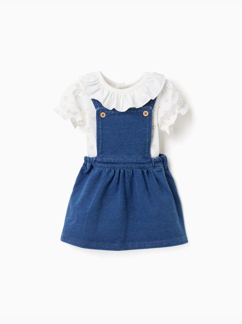 Body con motivo + vestido pichi vaquero - Kiabi