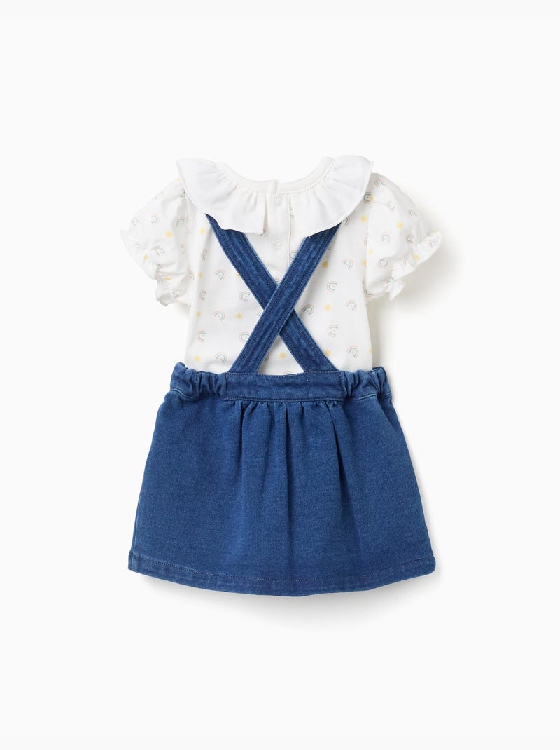 Body con motivo + vestido pichi vaquero Azul claro - Kiabi
