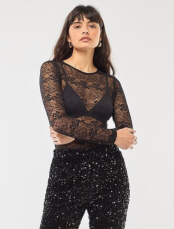 Body cuello redondo de encaje