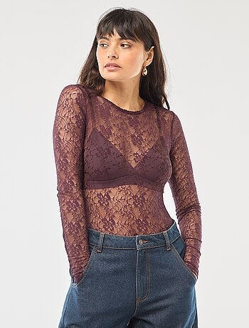 Body cuello redondo de encaje