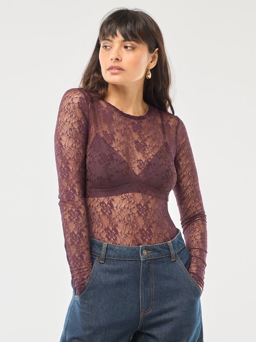 Body cuello redondo de encaje - Kiabi