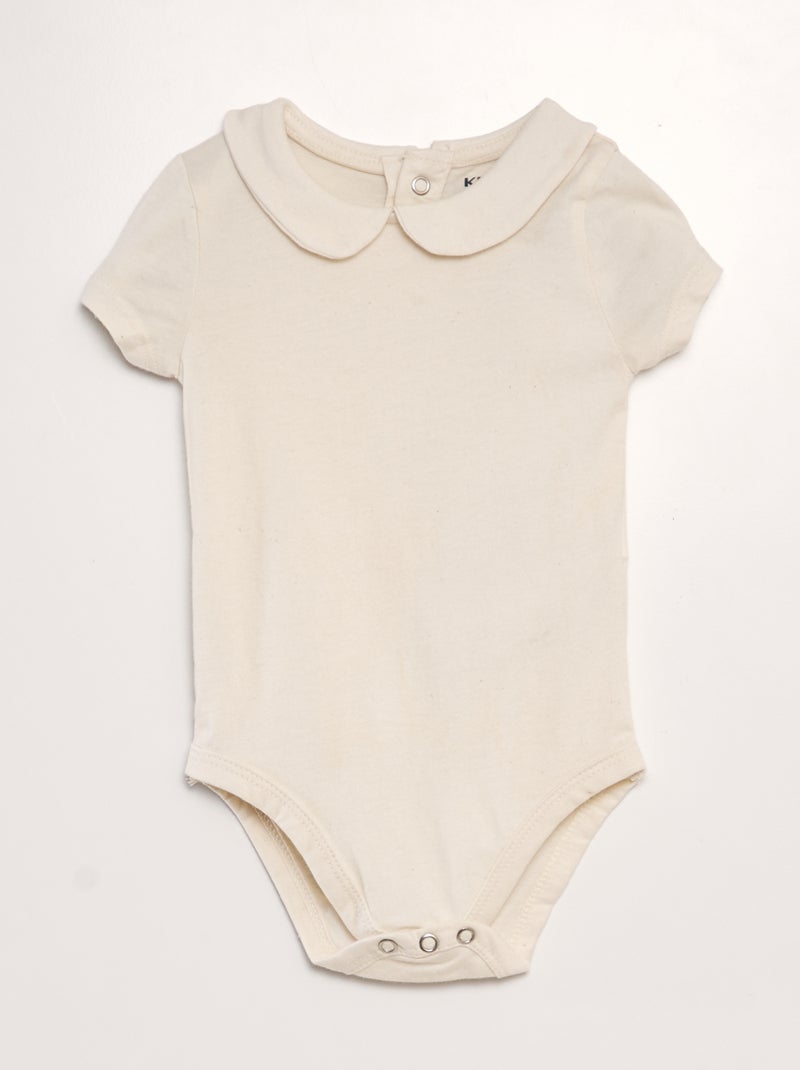 Body de algodón con cuello bebé BEIGE - Kiabi
