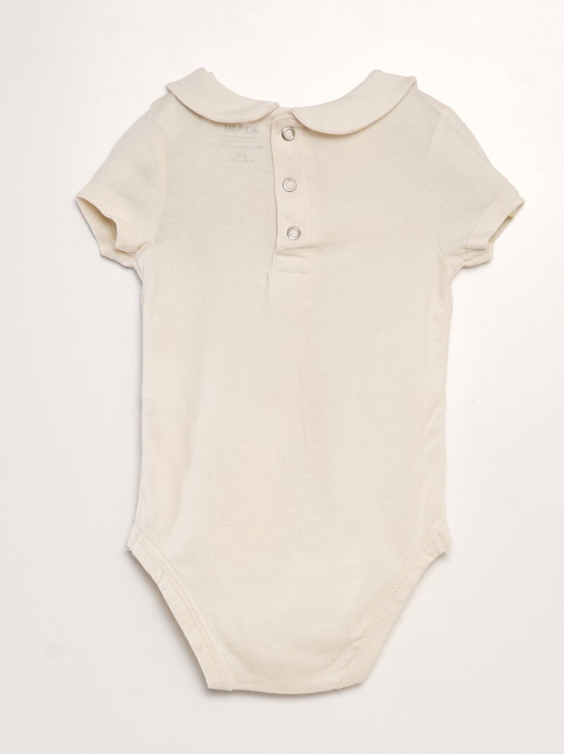 Body de algodón con cuello bebé BEIGE - Kiabi