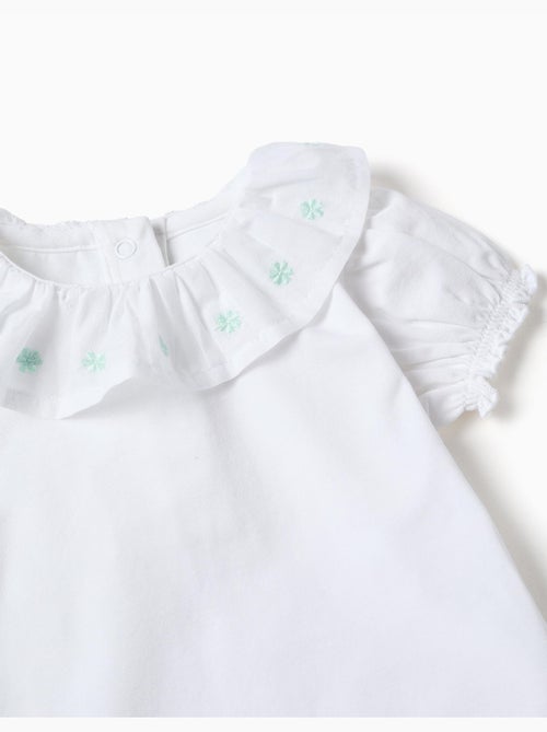 Body de algodón con cuello bordado - Kiabi