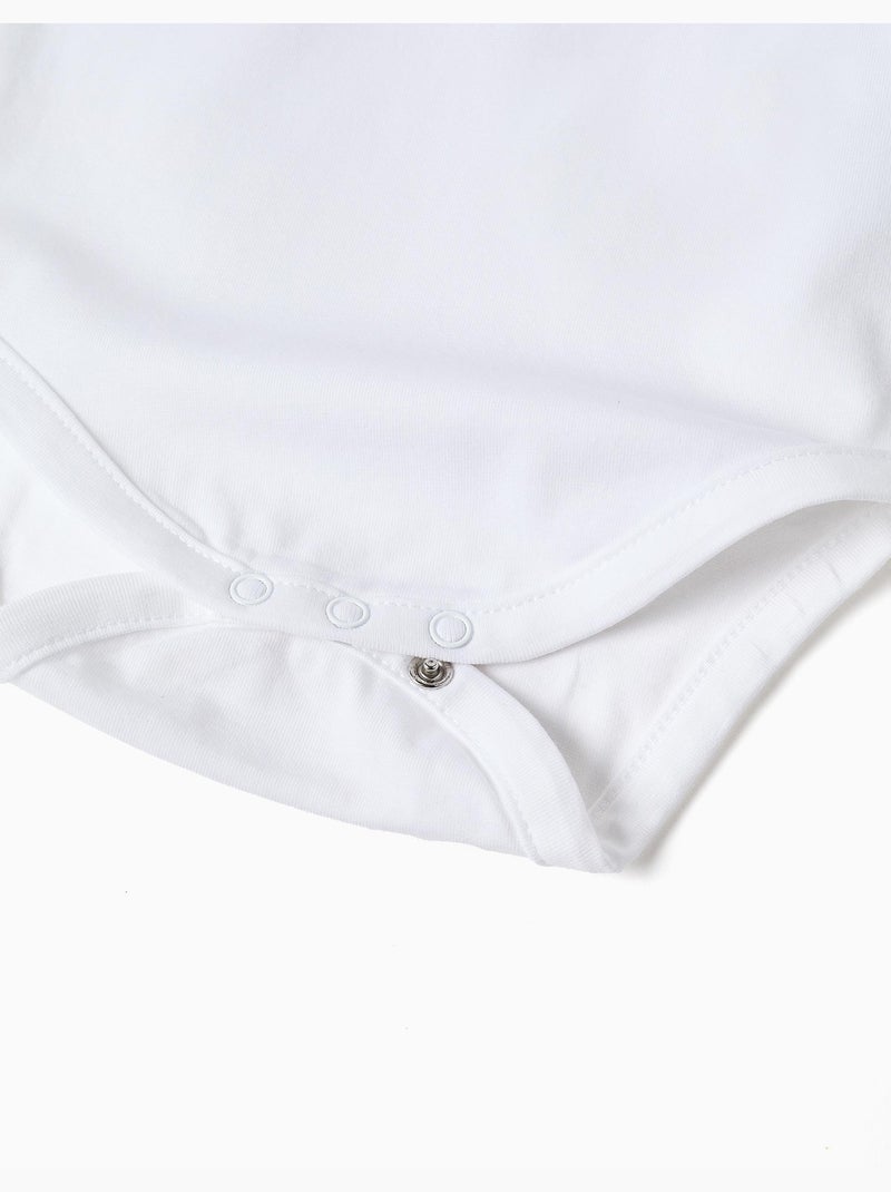 Body de algodón con cuello bordado Blanco - Kiabi