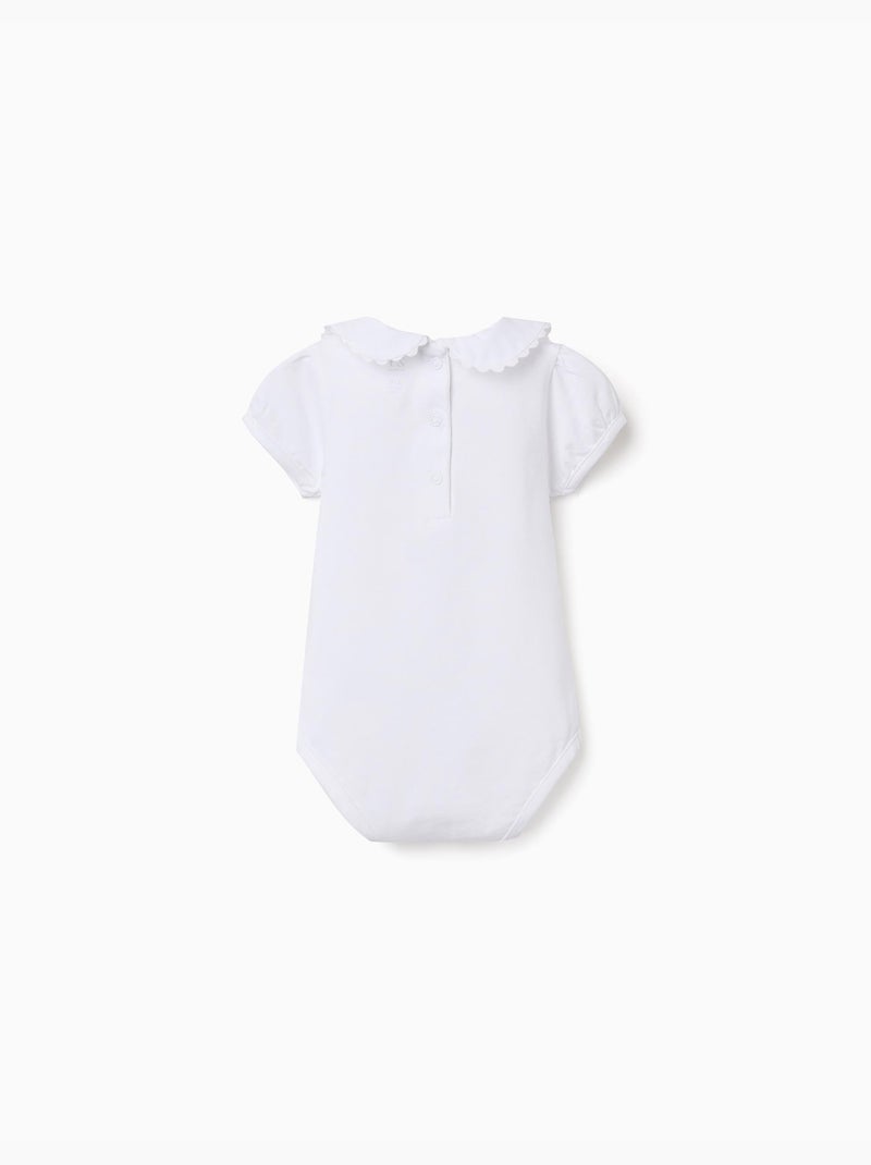 Body de algodón con cuello Peter Pan Blanco - Kiabi