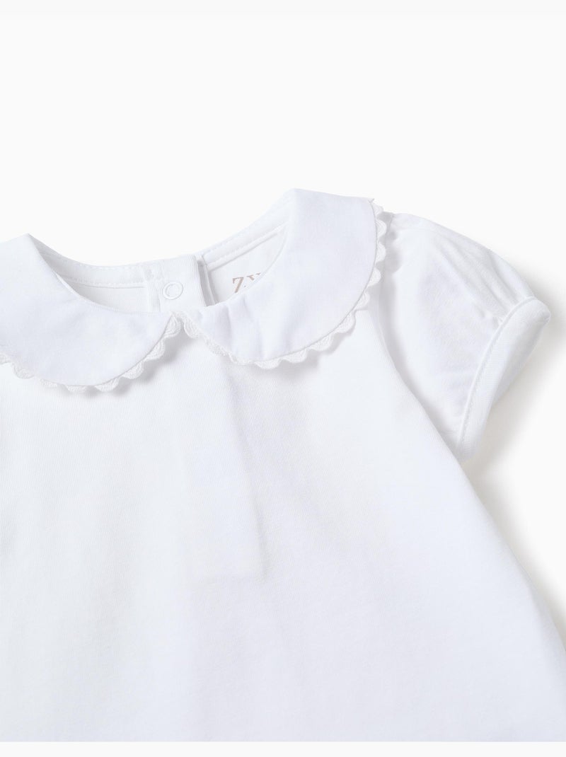 Body de algodón con cuello Peter Pan Blanco - Kiabi