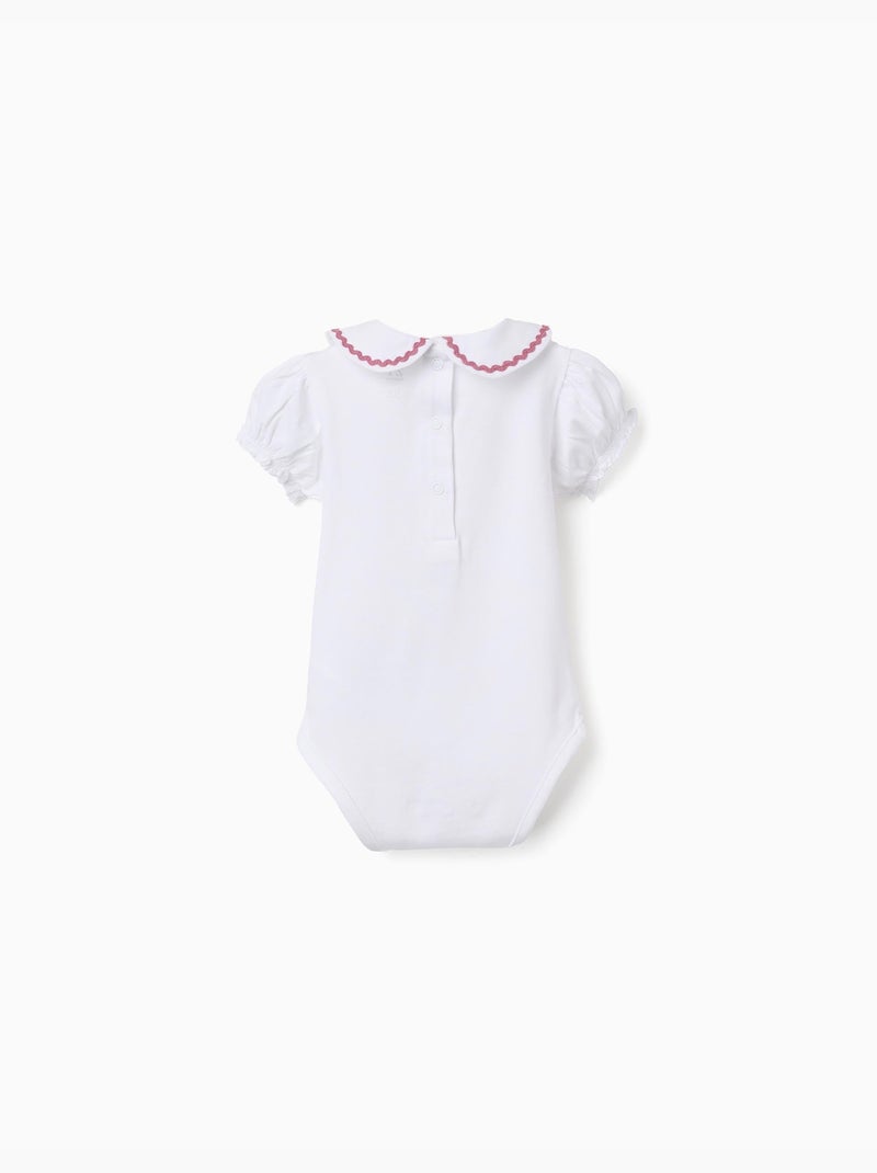 Body de algodón con cuello Peter Pan Blanco - Kiabi