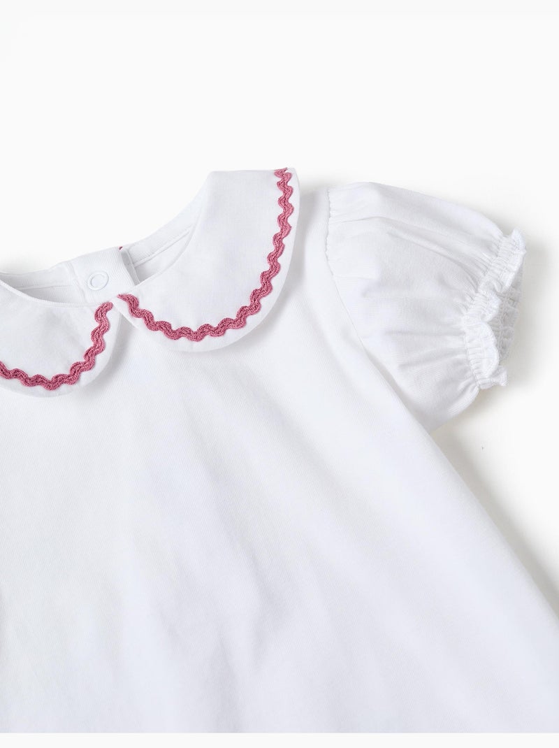 Body de algodón con cuello Peter Pan Blanco - Kiabi
