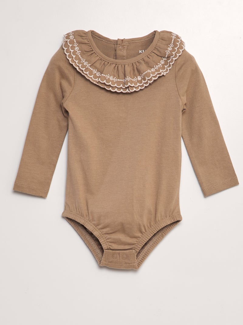 Body de algodón con volantes BEIGE - Kiabi