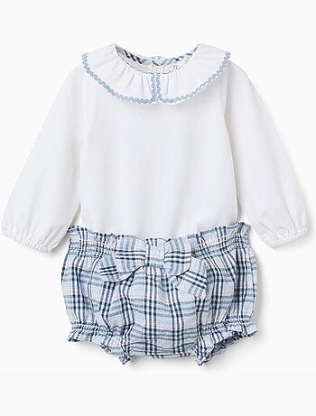 Body de algodón + cubrepañal a cuadros B&S