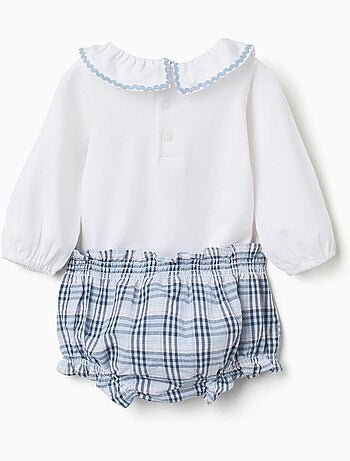 Body de algodón + cubrepañal a cuadros B&S