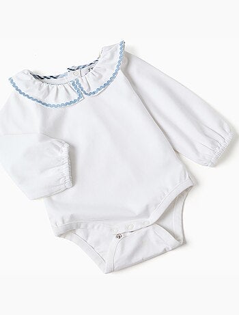 Body de algodón + cubrepañal a cuadros B&S