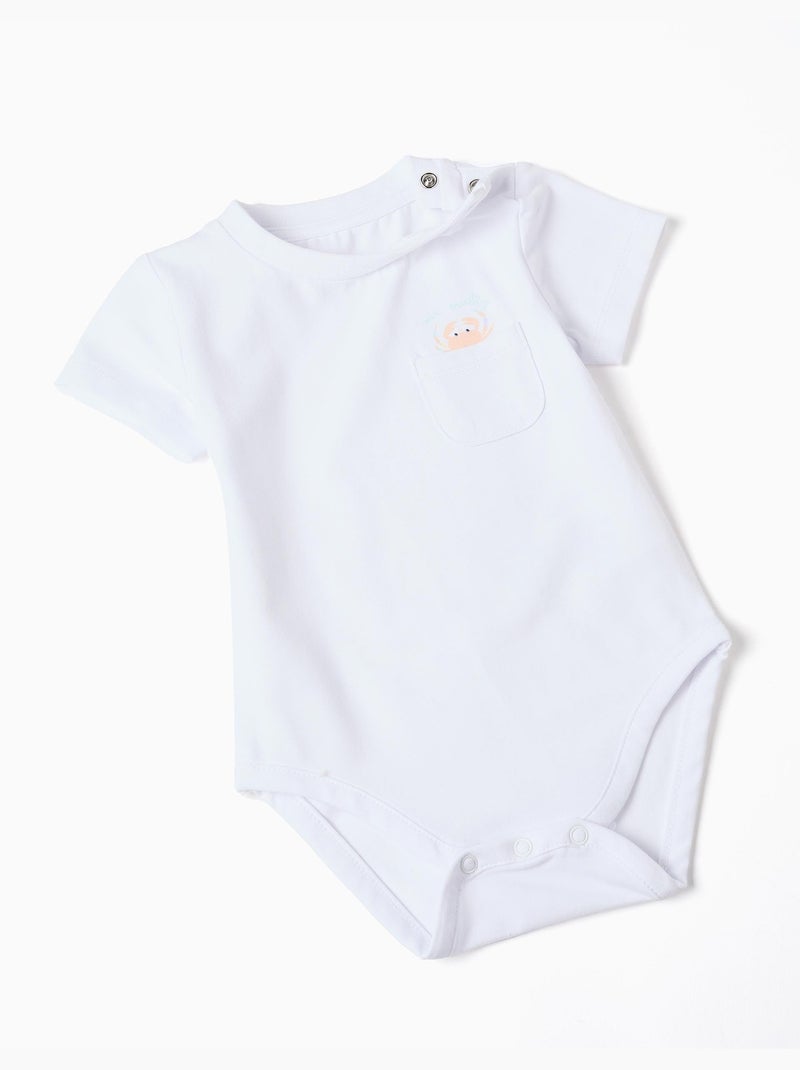 Body de algodón + mono a rayas Blanco - Kiabi