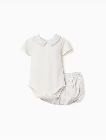 Body de algodón + pantalón corto a rayas B&S